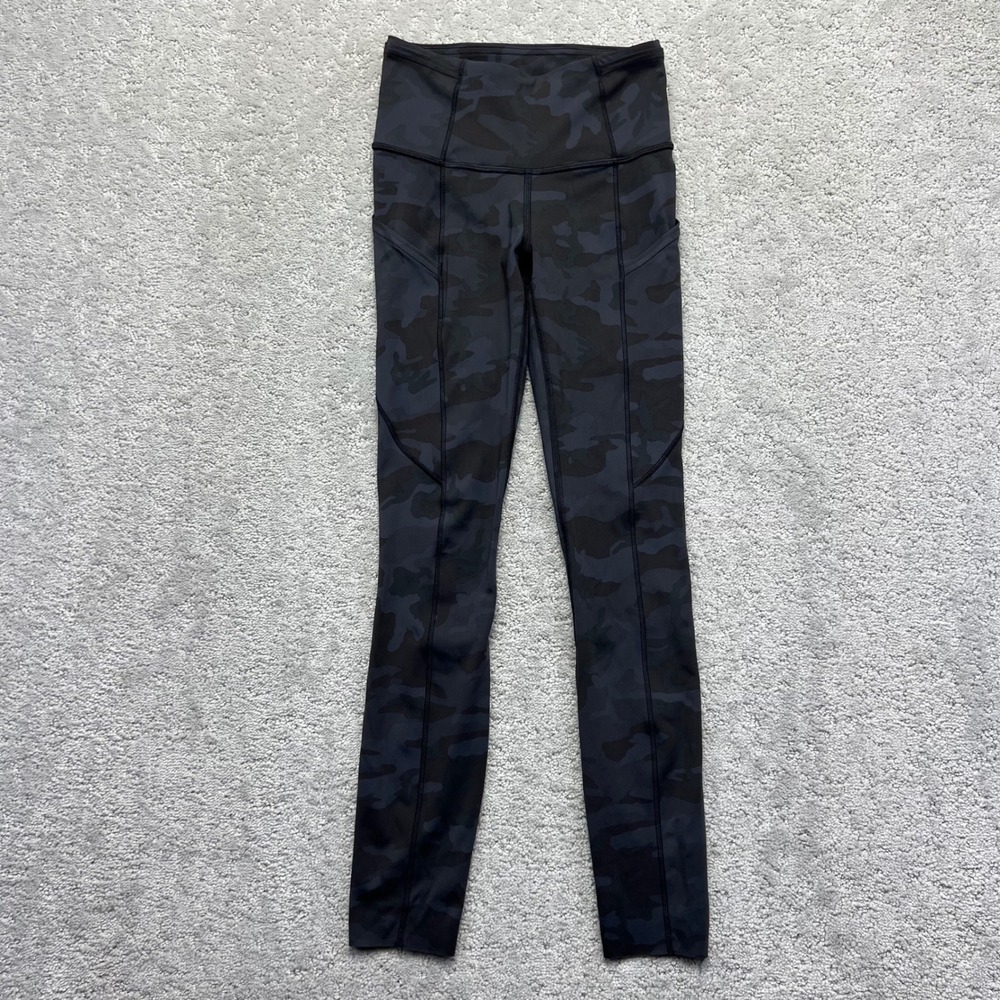 Lululemon Fast and Free High-Rise Tight Womens 0 Camo‎ 5 Pocket Leggings Running